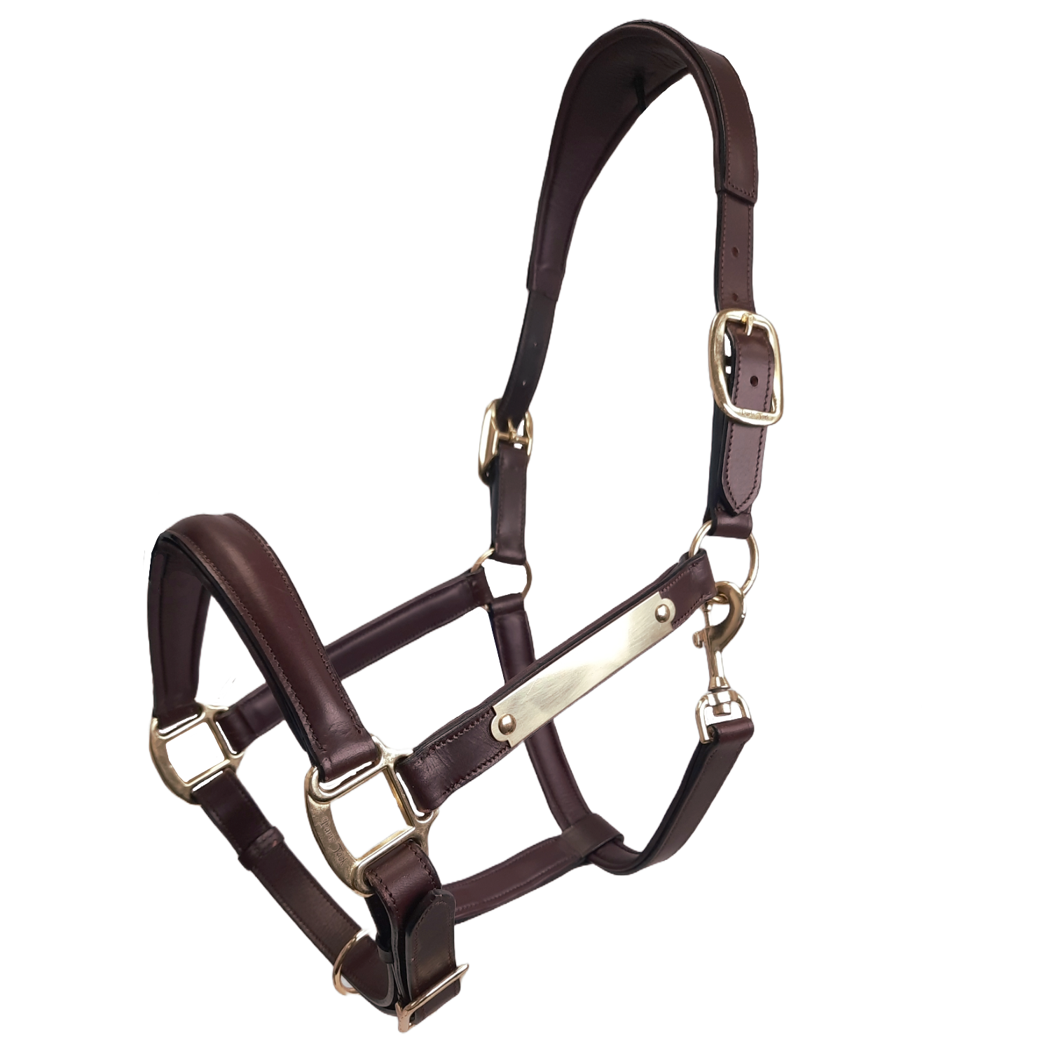 Paris Tack All Sides Padded Super Comfortable Curved Design Horse Leather Halter With Brass Name Plate