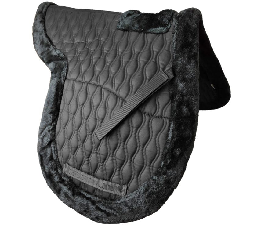 Derby Originals Shaped Wither Relief Dressage English Saddle Pad with Fleece Edging and Contoured Design