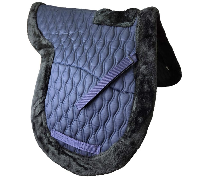Derby Originals Shaped Wither Relief Dressage English Saddle Pad with Fleece Edging and Contoured Design