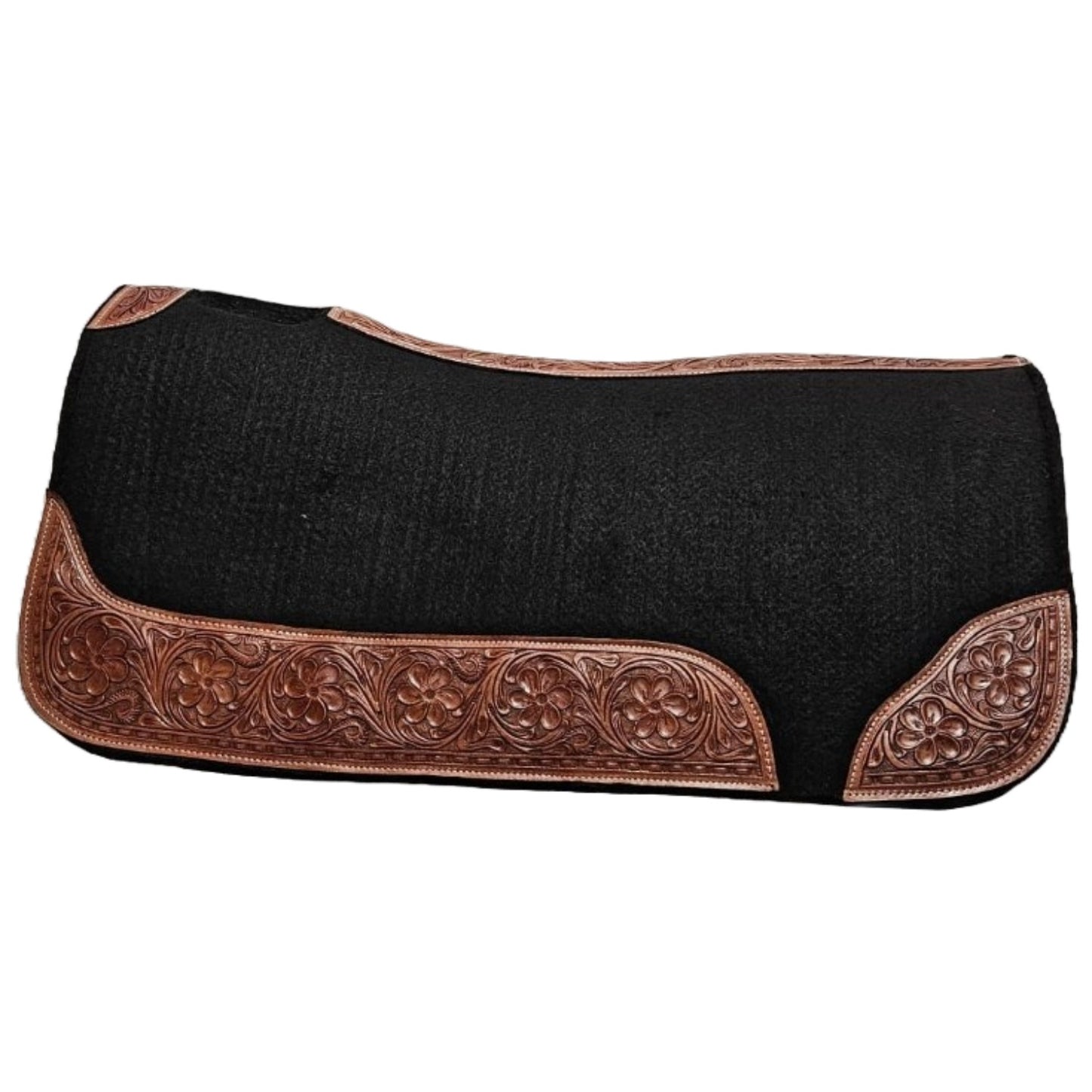 Tahoe Tack Western Wool Felt Saddle Pad with Designer Flower Tooling – Durable, Moisture-Wicking Pad for Comfort & Style