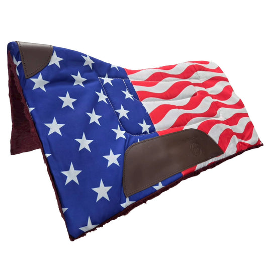 Western Contour Saddle Pad With Fleece  Lining Patriotic By Tahoe Tack