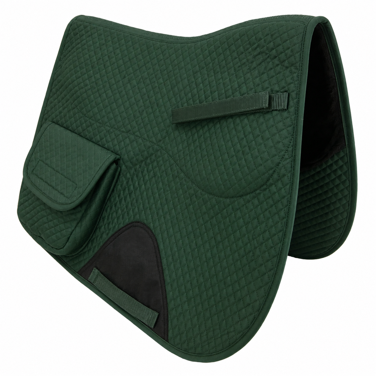 Derby Originals All Purpose English Saddle Pad with Pockets Half Fleece lined for Shock Absorbing Wither Relief Design for comfort and Trail Riding.