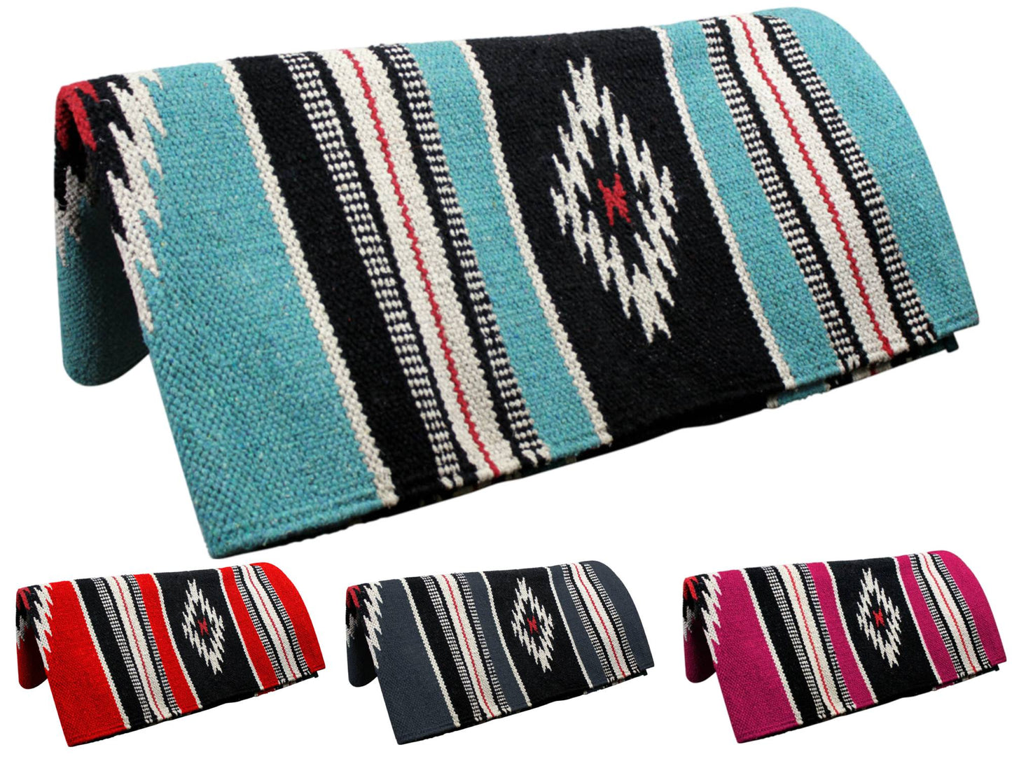 Tahoe Tack Navajo Multicolored Handwoven Acrylic  Sky blue grey black mix