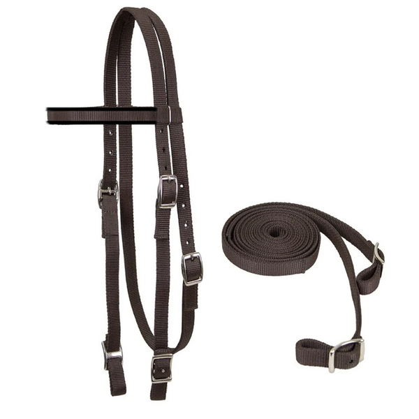 Tahoe Tack Double Layered Nylon Western Headstall with Matching Reins- Multiple Colors Available