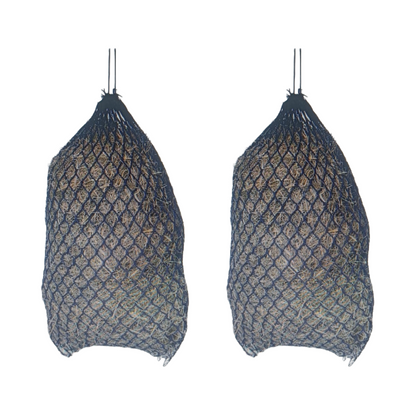 Paris Tack Knotless Ultra Slow Feed Hay Nets – 42” Long, Set of 2, 1.5” Holes, Soft on Muzzles, Durable Nylon, Holds 3–4 Flakes, Easy Hang Strap