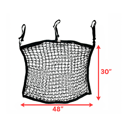 Paris Tack XL Knotless Slow Feed Hay Net – 48"x30", 2" Openings, Soft on Muzzles, with 3 Adjustable Straps for Fence or Stall Hanging