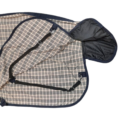 Paris Tack Classic Woven Cotton Navy Beige Plaid Horse Summer Sheet