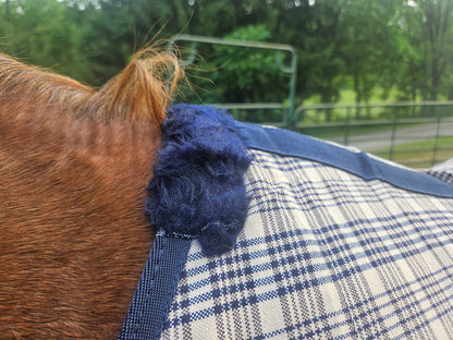 Paris Tack Navy Beige Plaid Horse Stable Sheet with Front Gussets, Lightweight Polyester Sheet for Horses, Travel, Stable & Show Use