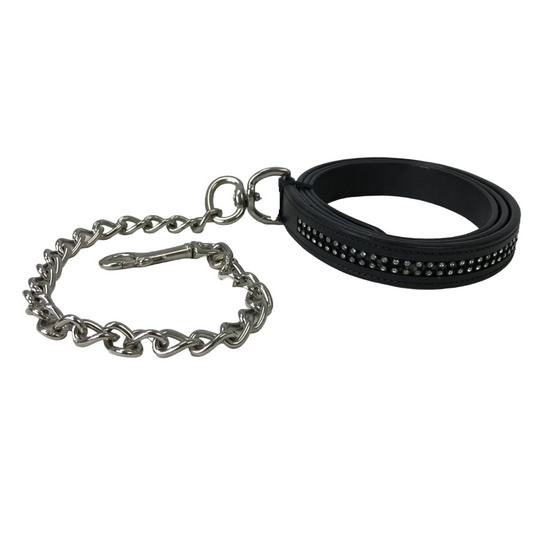 Derby Originals Multipurpose Crystal Inlay Leather Lead for Cattle, Horse or Dog with Chain and Swivel Snap-One Year Limited Warranty
