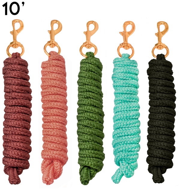 Derby Originals Pack of 2 Solid Poly Lead Ropes for Horses and Livestock, Available in 7' and 10' Lengths, 5/8