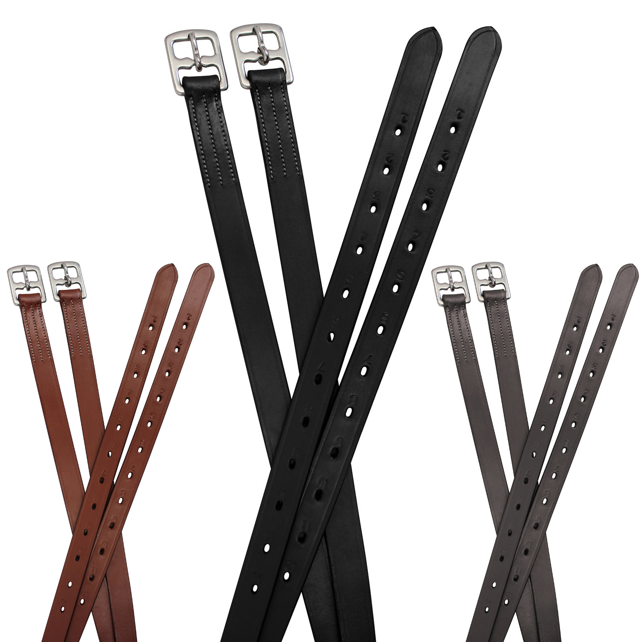 Paris Tack Schooling 1" Wide Soft Leather Stirrup Leathers with Stainless Steel Hardware for Daily Use-Pair
