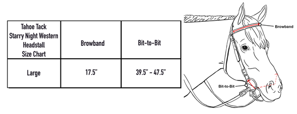 Tahoe Tack Starry Night Show Studded Western Browband Headstall with Matching Reins