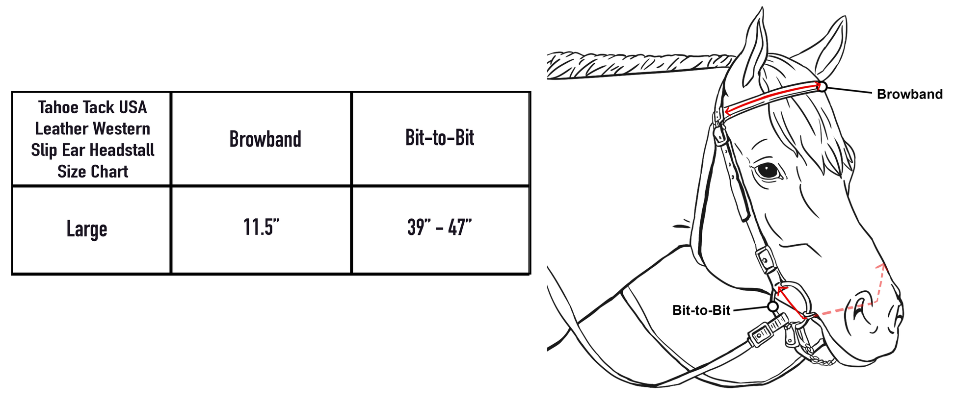 Tahoe Tack USA Leather Show Spotted High Country Western Slip Ear Headstall Size Charts