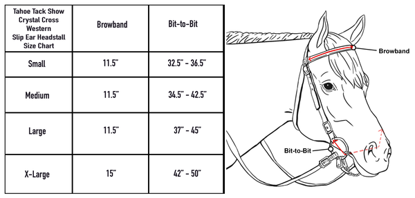 Tahoe Tack Show Crystal Cross Hand-Tooled Western Slip Ear Headstall