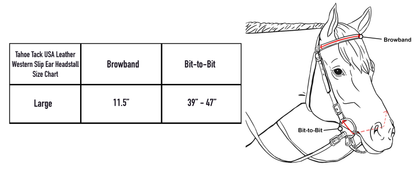 Tahoe Tack USA Leather Pink Swarovski Crystal Inlaid Western Slip Ear Headstall Size Chart