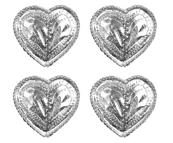 Brass Silver Heart Concho with Rope Edge - Lot of 4