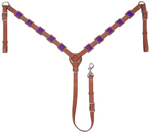Tahoe Tack USA Leather Saquaro Ostrich Print Leather Square Western Breast Collar