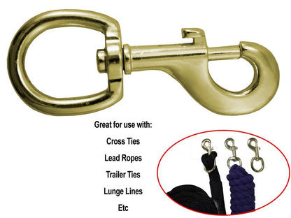 Derby Originals Premium  Brass Round Eye Bolt Snaps - Use in the Barn, Pasture, Home, or Garage 