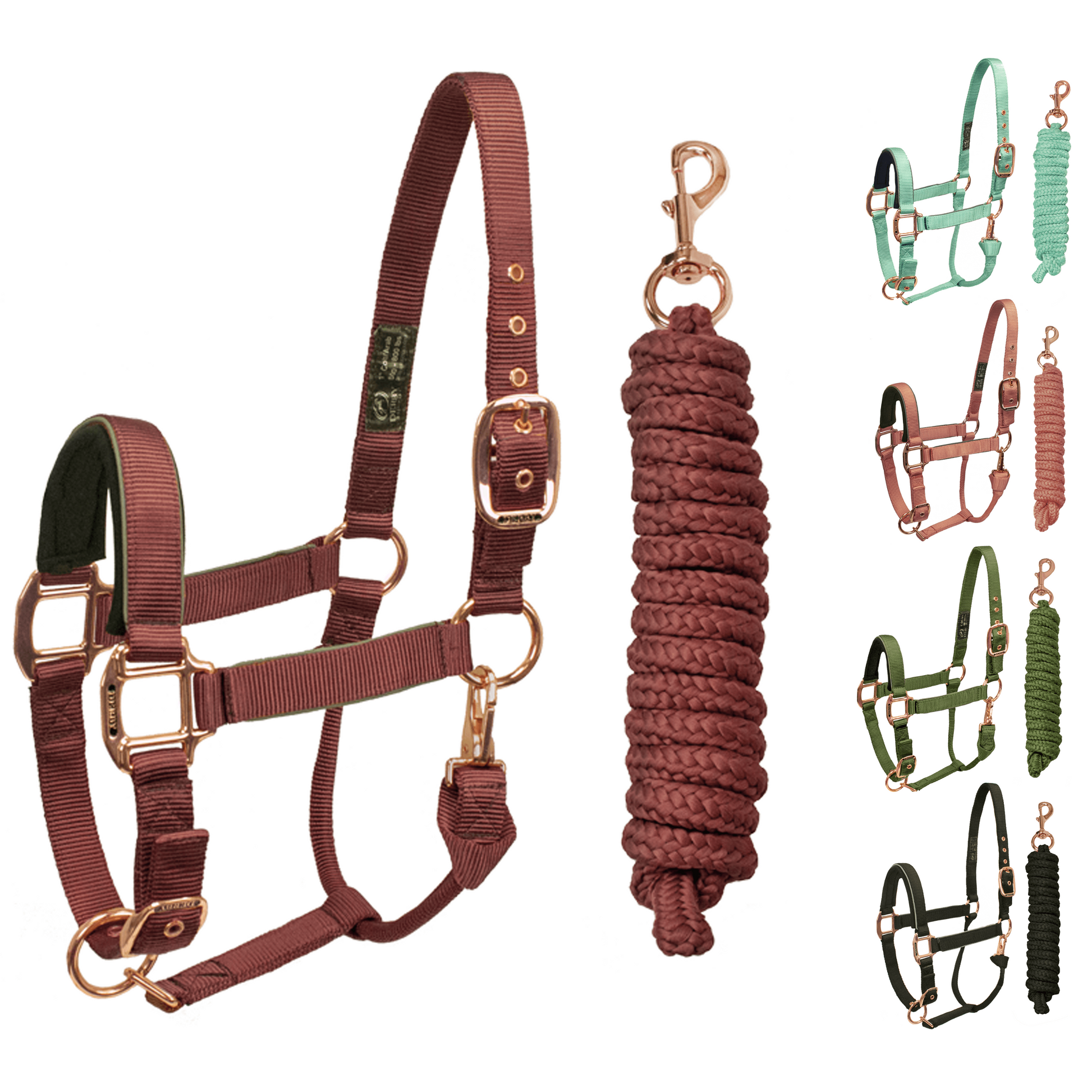 Derby Original Reflective Safety Stable Horse Halters Rose Gold Sand Swatch