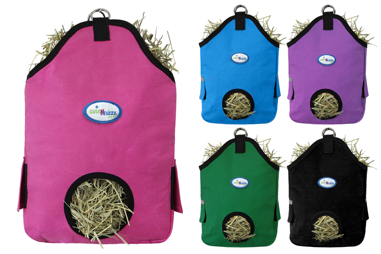 CuteNfuzzy Guinea Pig and Rabbit Hay Feeder, Strong Nylon with Mesh Ventilation Windows Feeder for Small Animals With Pink Swatch