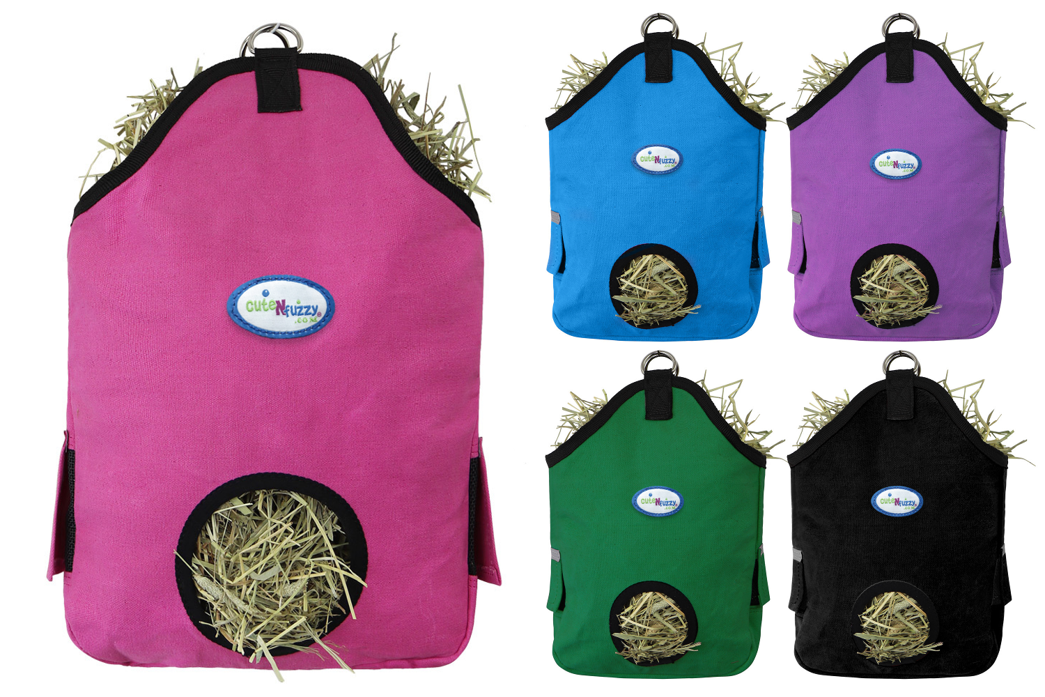 CuteNfuzzy Guinea Pig and Rabbit Hay Feeder, Strong Nylon with Mesh Ventilation Windows Feeder for Small Animals With Pink Swatch