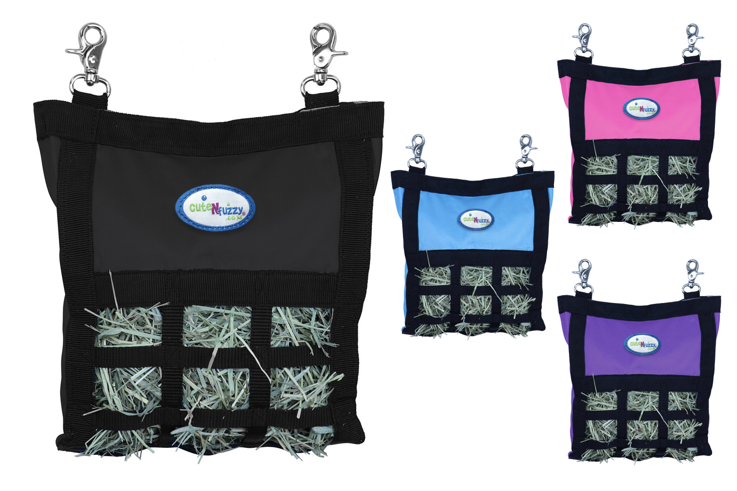 CuteNfuzzy Small Hay Bag for Guinea Pigs and Rabbits with Super Tough Bottom - Black Swatch