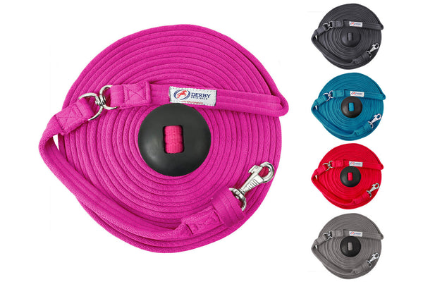 Paris Tack Derby Originals Premium Softgrip 24' and 34' Cotton Swivel Lunge Lines with Rubber Stopper