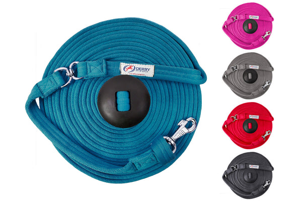 Paris Tack Derby Originals Premium Softgrip 24' and 34' Cotton Swivel Lunge Lines with Rubber Stopper