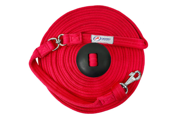 Paris Tack Derby Originals Premium Softgrip 24' and 34' Cotton Swivel Lunge Lines with Rubber Stopper