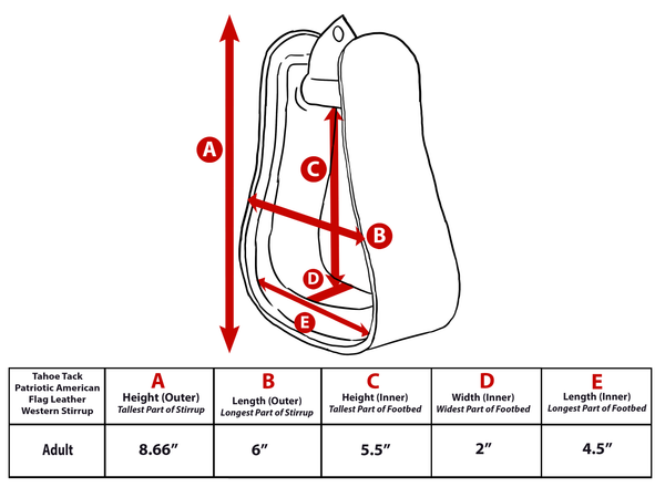 Tahoe Tack Patriotic American Flag Leather Adult Western Stirrups