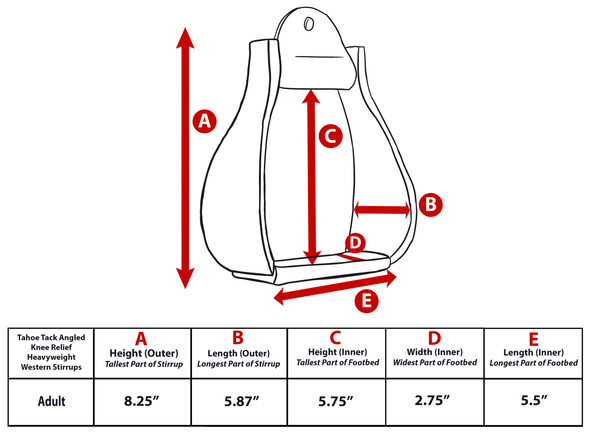 Tahoe Tack Angled Knee Relief Heavyweight Adult Western Stirrups for Western Saddles