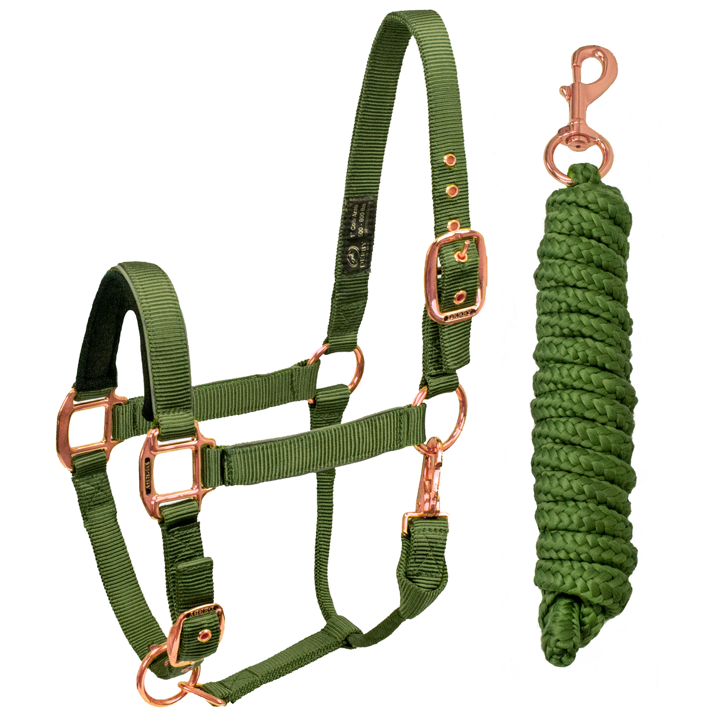 Derby Original Reflective Safety Stable Horse Halters Rose Gold Cactus Green Main