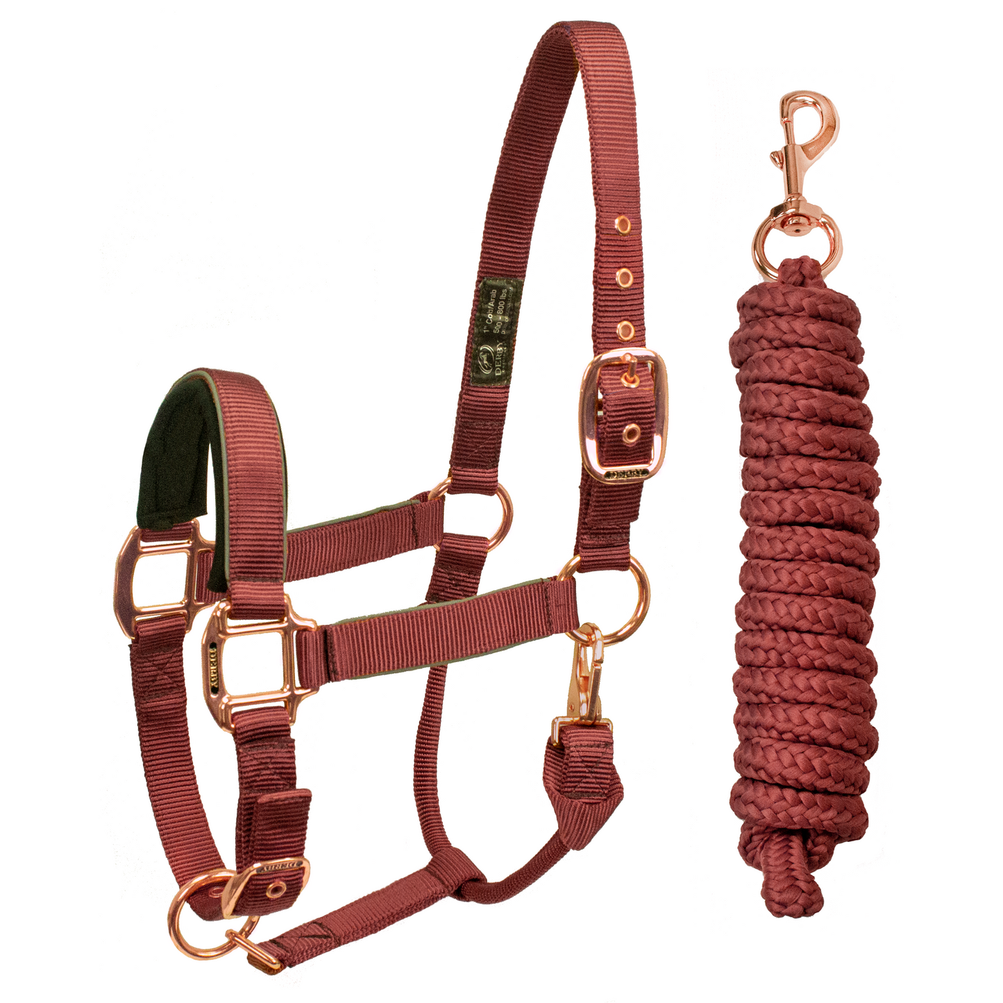 Derby Original Reflective Safety Stable Horse Halters Rose Gold Sand Main