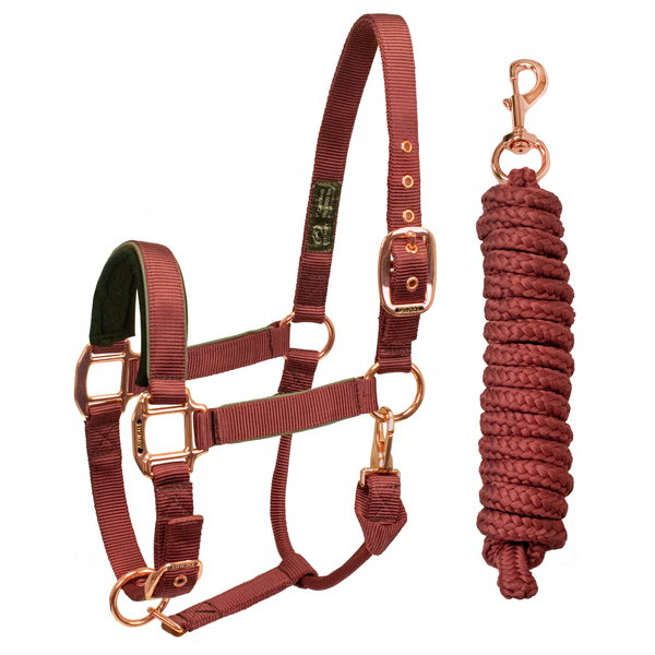 Derby Originals Desert Rose Collection Rose Gold Reflective Safety Stable Horse Halters with Matching Lead Ropes