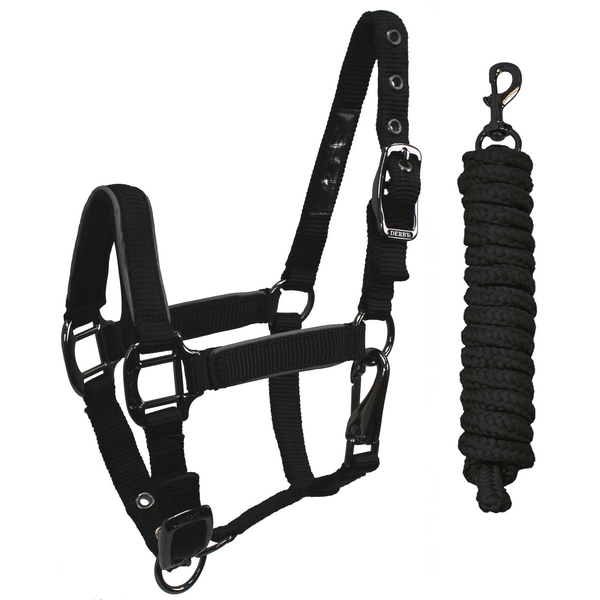 Derby Originals Desert Rose Collection Blackout Reflective Safety Stable Horse Halters with Matching Lead Ropes