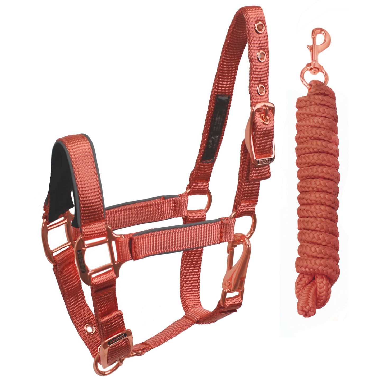 Derby Original Reflective Safety Stable Horse Halters Rose Gold Coral Main