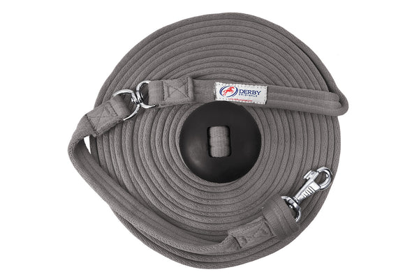 Paris Tack Derby Originals Premium Softgrip 24' and 34' Cotton Swivel Lunge Lines with Rubber Stopper