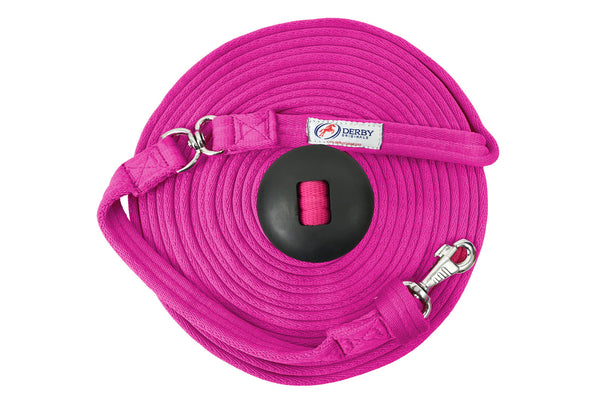 Paris Tack Derby Originals Premium Softgrip 24' and 34' Cotton Swivel Lunge Lines with Rubber Stopper