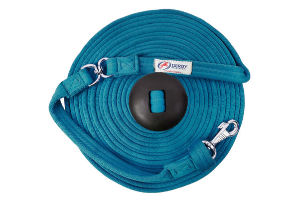 Paris Tack Derby Originals Premium Softgrip 24' and 34' Cotton Swivel Lunge Lines with Rubber Stopper