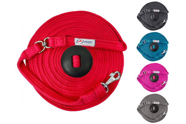 Paris Tack Derby Originals Premium Softgrip 24' and 34' Cotton Swivel Lunge Lines with Rubber Stopper