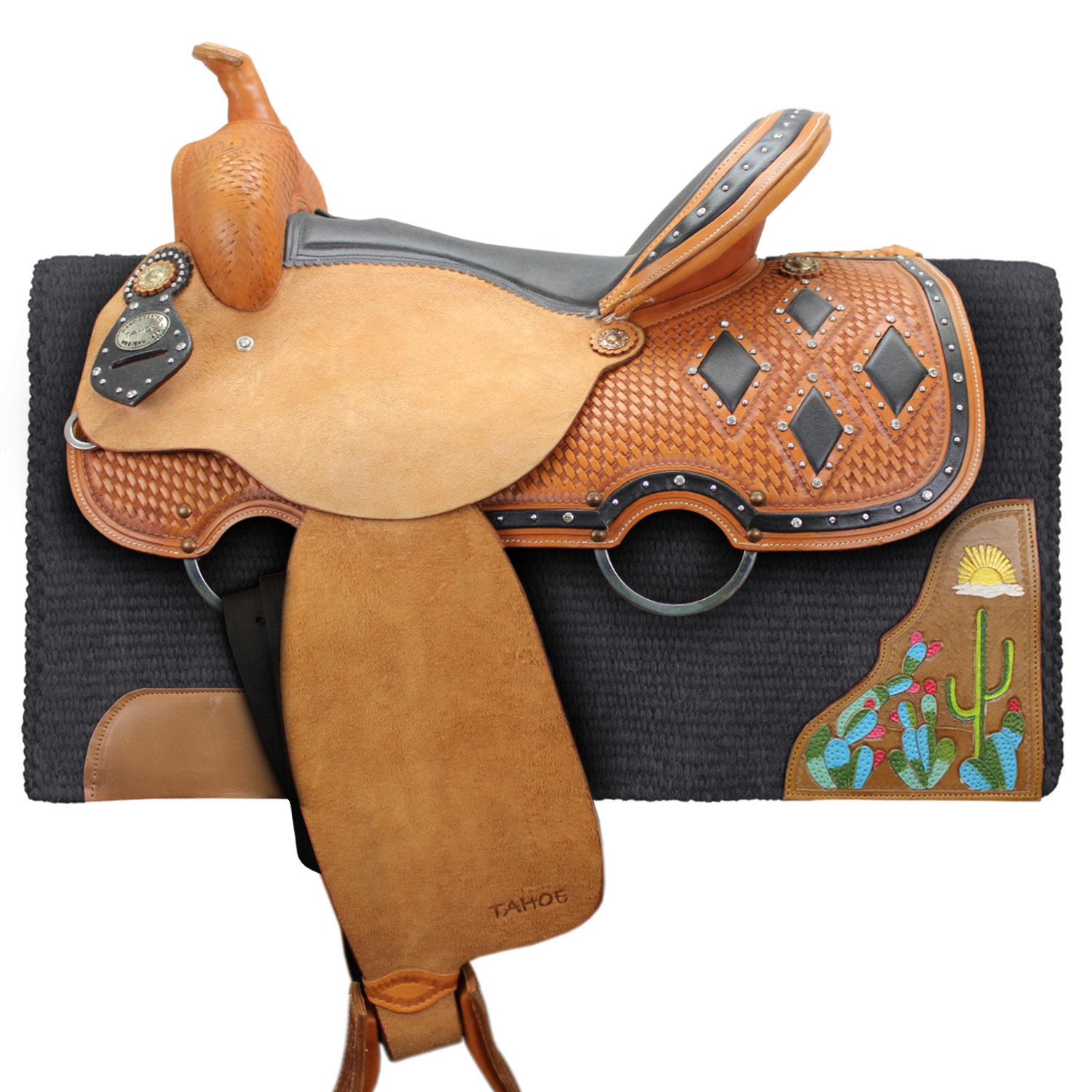 Tahoe Tack 34" x 36" Zara Cactus Solid New Zealand Wool Western Saddle Blanket 