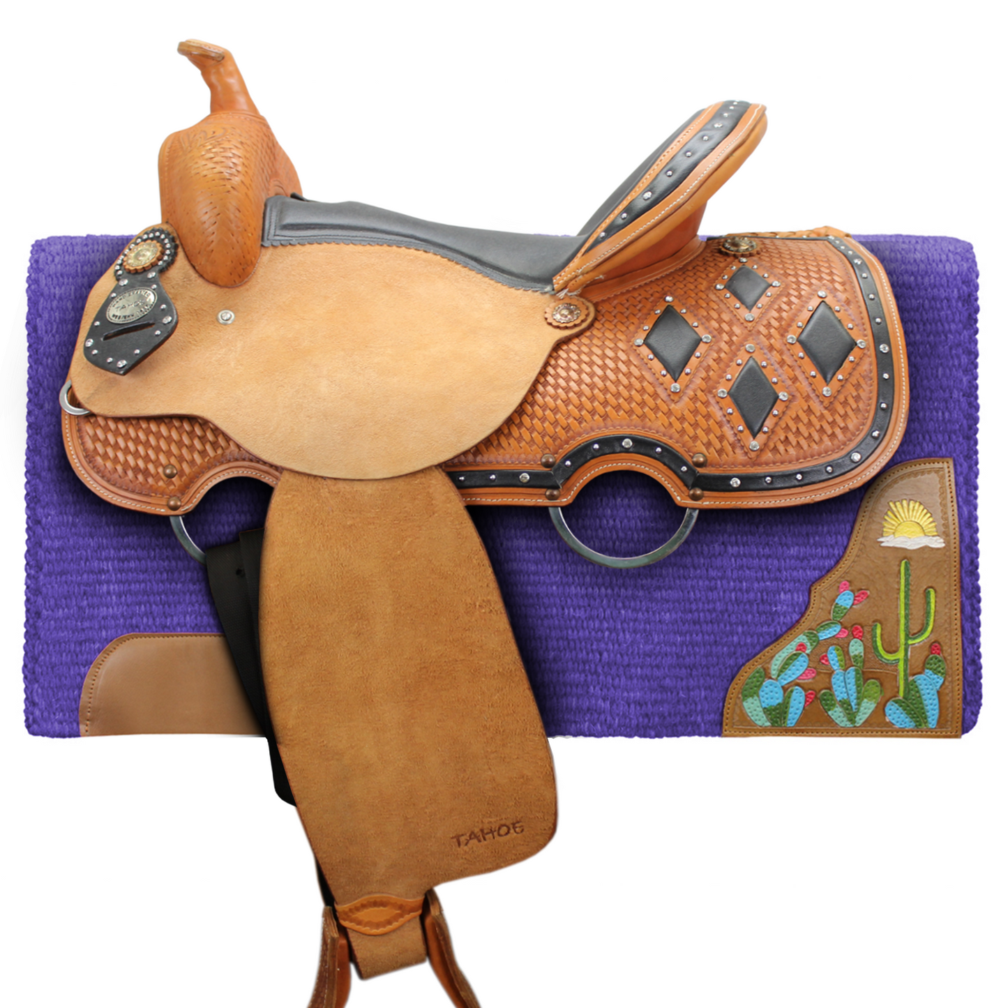 Solid New Zealand Wool Western Saddle Blanket blue