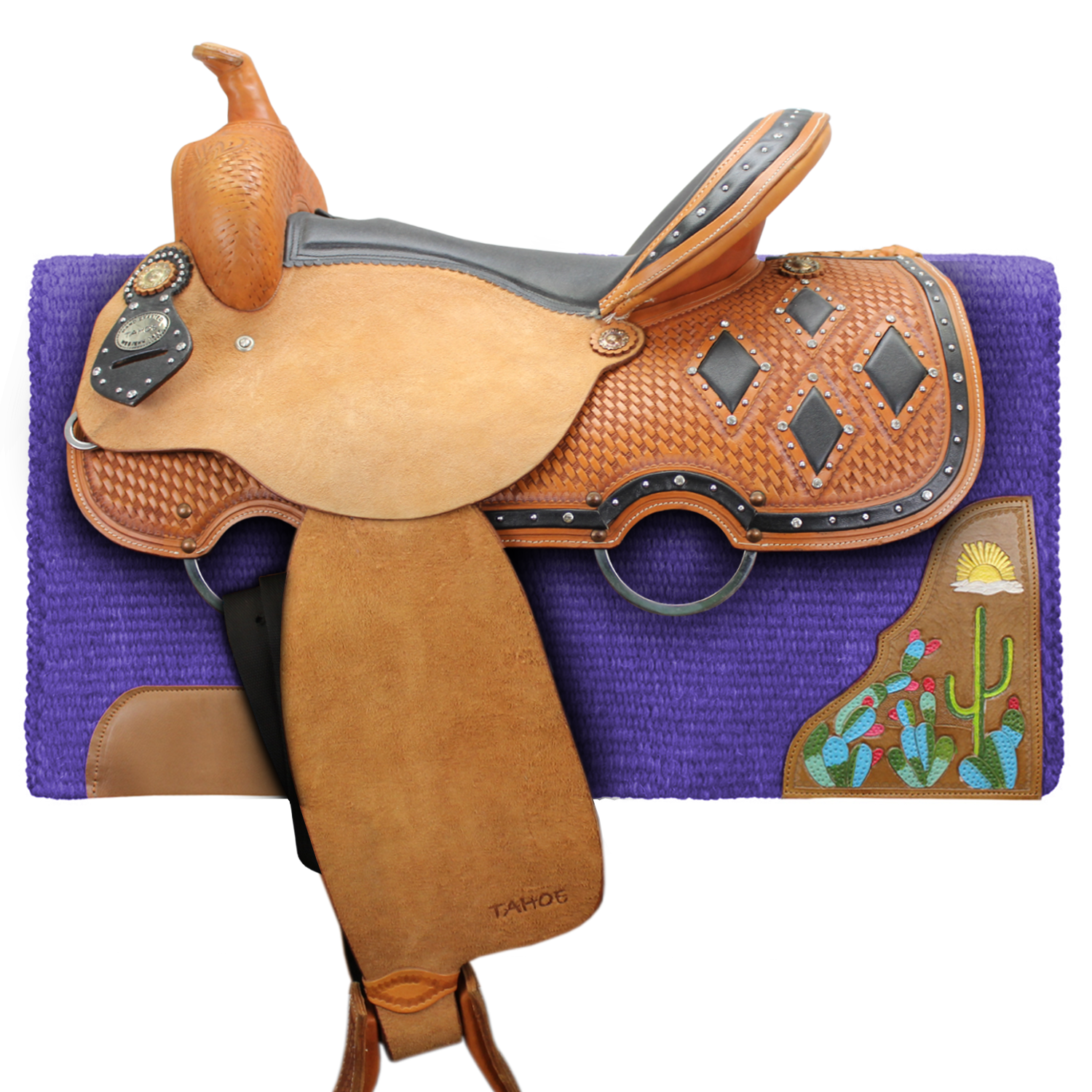 Solid New Zealand Wool Western Saddle Blanket blue