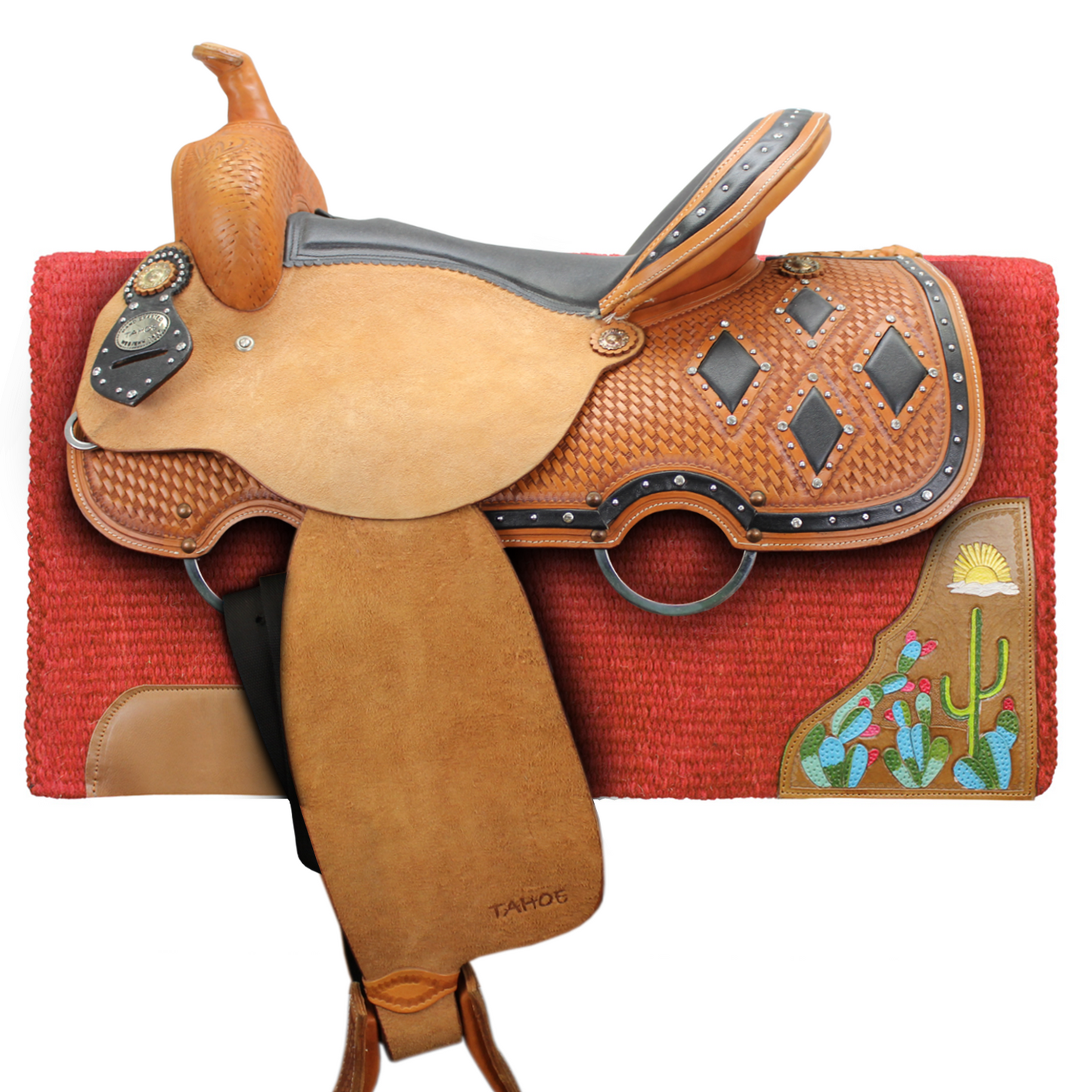 Tahoe Tack 34" x 36" Zara Cactus Solid New Zealand Wool Western Saddle Blanket 