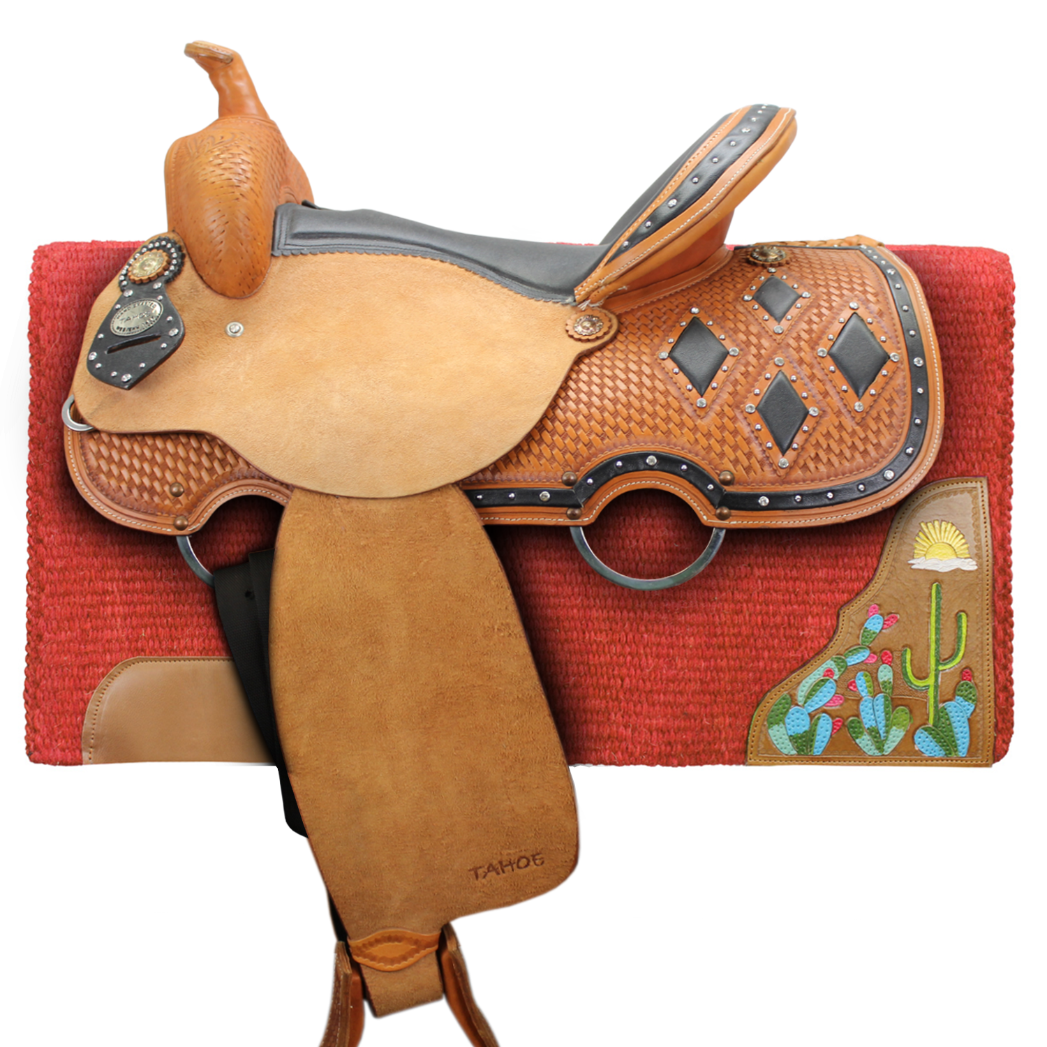 Tahoe Tack 34" x 36" Zara Cactus Solid New Zealand Wool Western Saddle Blanket 