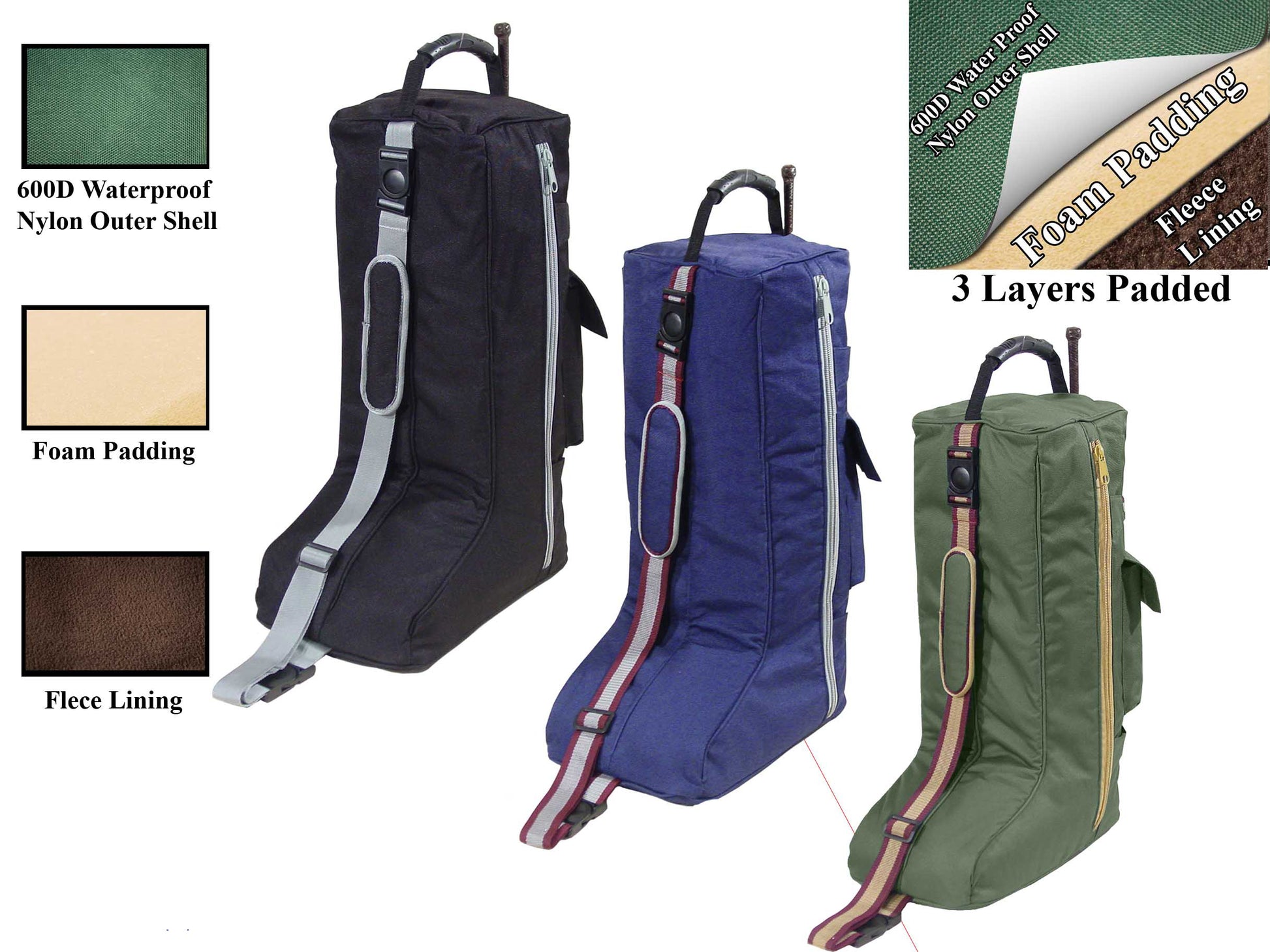 Derby Originals 600D Nylon Padded Tall English Riding Boot Carry Bag 