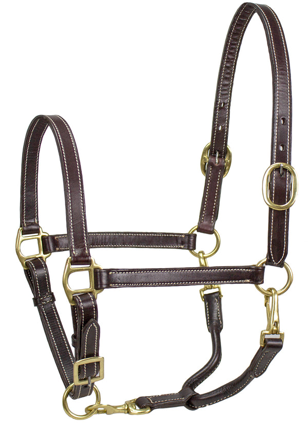 Derby Originals American Elegance Series - Convertible Double Stitch Leather Grooming Full Horse Halter - USA Leather
