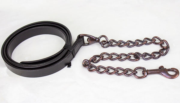 Derby Originals Bronze Beauty Premium Round Rolled Leather Cattle Show Halter with Matching Chain Lead - One Year Limited Manufacturer’s Warranty