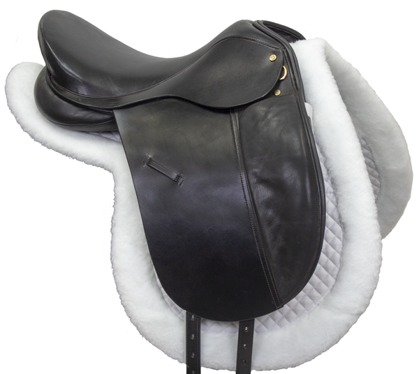 Derby Originals Shaped Wither Relief Dressage English Saddle Pad with Fleece Edging and Contoured Design