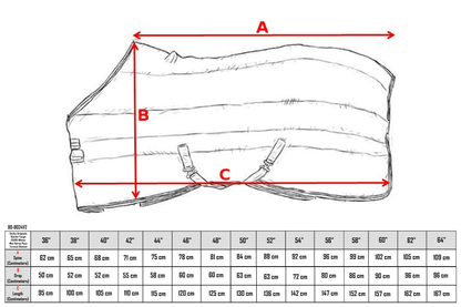 Waterproof Reflective Winter Mini Horse size chart